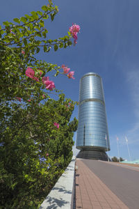 Low angle view of building against blue sky