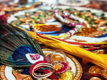High angle view of multi colored for sale in market
