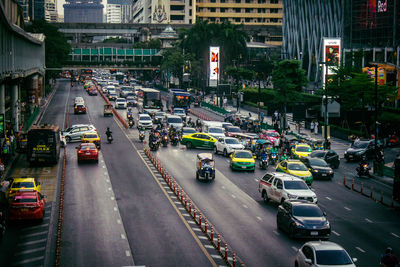 High angle view of traffic on road
