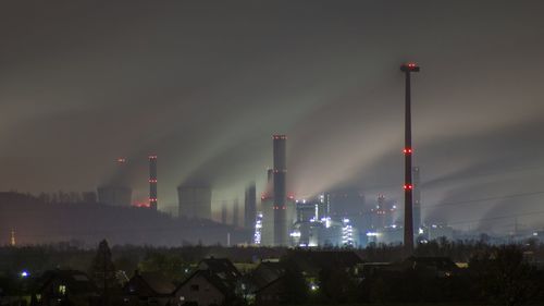 Illuminated city at night