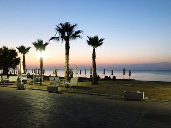 Scenic view of sea against sky at sunset