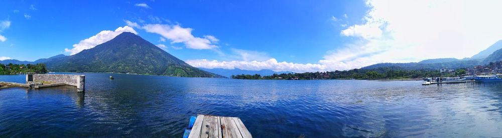 Panoramic view of sea against cloudy sky