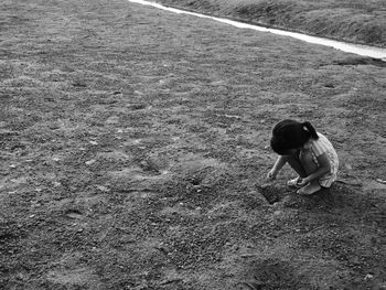 High angle view of girl on field