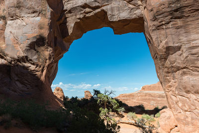 Low angle view of rock formations