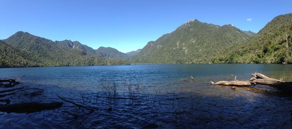 Scenic view of lake and mountains