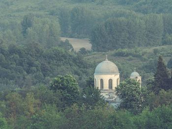 High angle view of historical building