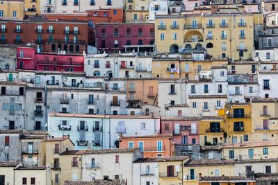 High angle view of buildings in city