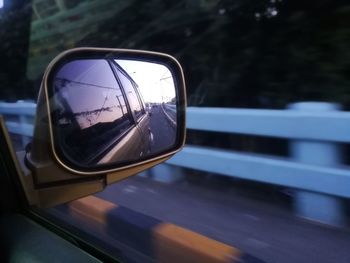 Close-up of side-view mirror