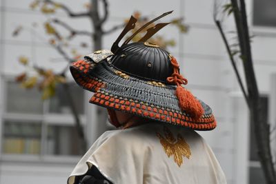 Rear view of woman wearing hat