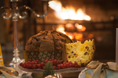 Close-up of dessert on table