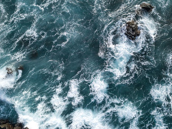 High angle view of sea waves