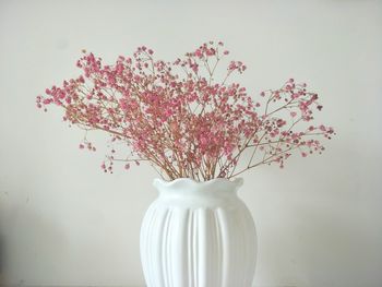 Close-up of white flower vase on table