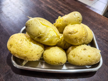 Close-up of cookies in plate on table