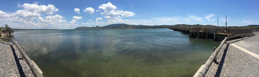 Panoramic view of lake against sky