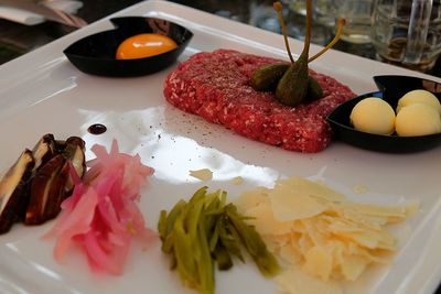 High angle view of meal served in plate