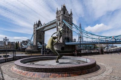 Low angle view of statue against cloudy sky