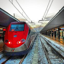 Train on railroad station platform