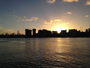 City skyline at sunset
