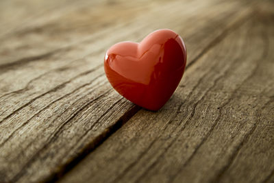 Close-up of heart shape on table