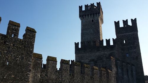 Low angle view of fortress against clear sky