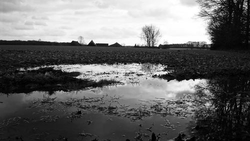 Scenic view of lake against sky