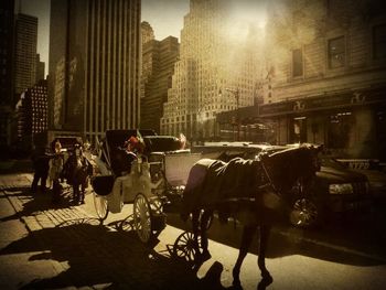 Woman standing in city