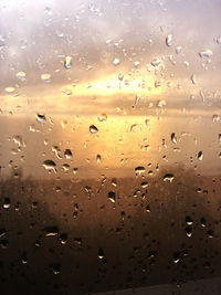 Full frame shot of raindrops on glass window