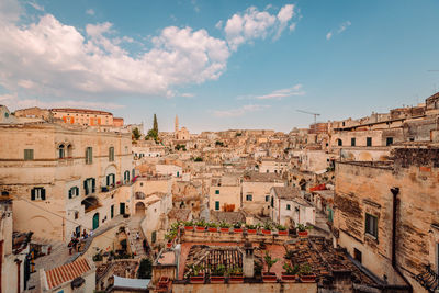 High angle view of townscape against sky