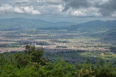 High angle view of cityscape against sky