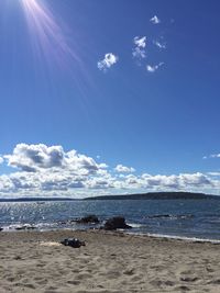 Scenic view of sea against cloudy sky