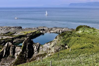 High angle view of sea against sky