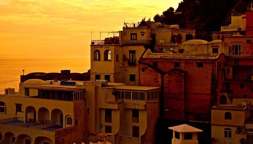 Buildings at sunset