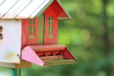 Close-up of birdhouse in park