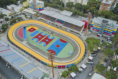 High angle view of city street