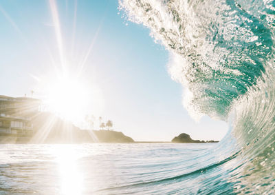 Panoramic view of sea against sky on sunny day