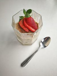 High angle view of dessert on plate