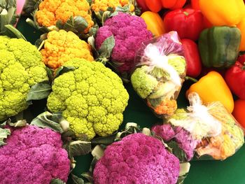 High angle view of multi colored flowers for sale in market