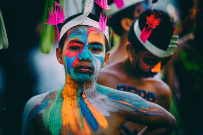 Portrait of multi colored painting on wall