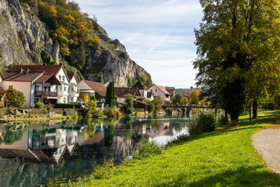 Idyllic view at the village markt essing in bavaria, germany with the altmuehl river