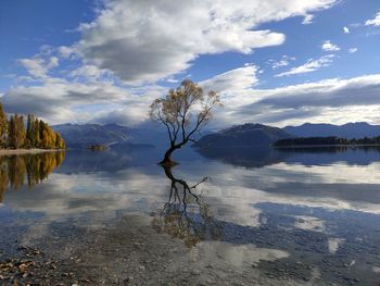 Scenic view of lake against sky