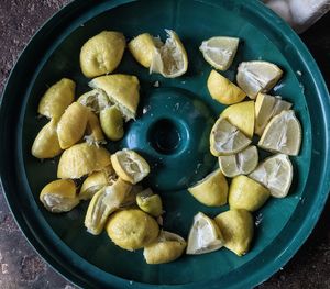High angle view of fruits in container