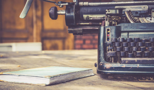 Close-up of typing machine