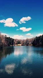 Scenic view of calm lake against sky