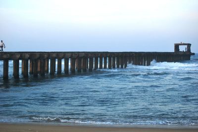 Scenic view of sea against clear sky