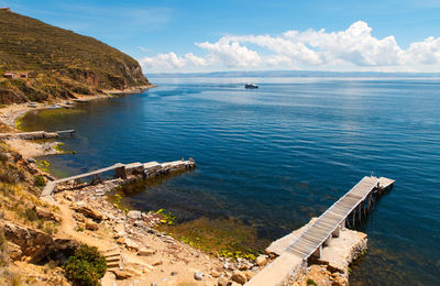 High angle view of sea against sky