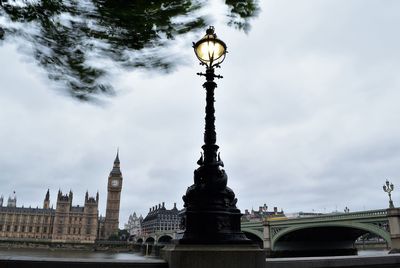 Low angle view of buildings against cloudy sky