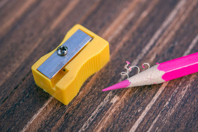 Close-up of pencil on table