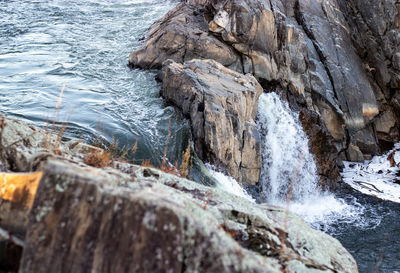 Water splashing on rocks