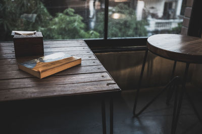 Close-up of books on table