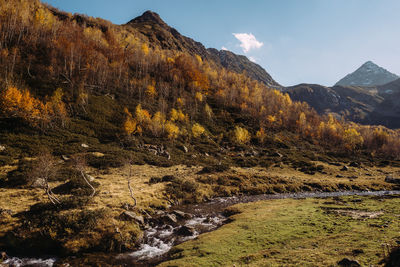 Scenic view of mountains against sky